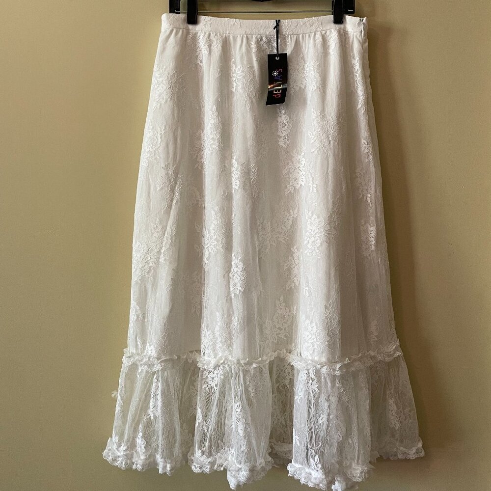 Delia's White Lace Boho Midi Skirt